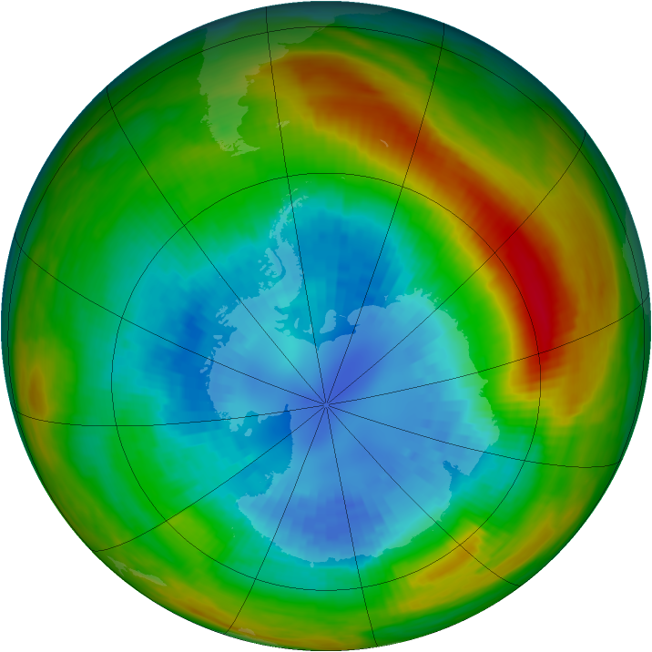 Antarctic ozone map for 07 September 1983